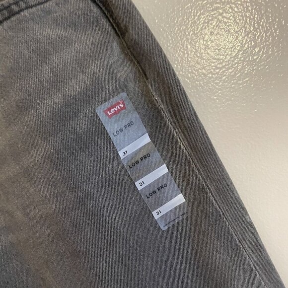 Levis Womn 31 Gray Denim Splatter Hem Slouchy Mid Rise Low Pro Straight Jean NWT - Picture 7 of 14